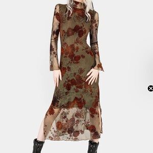 Rosaleigh Flock Velour Mesh Midaxi Dress Disturbia size US8 NWT